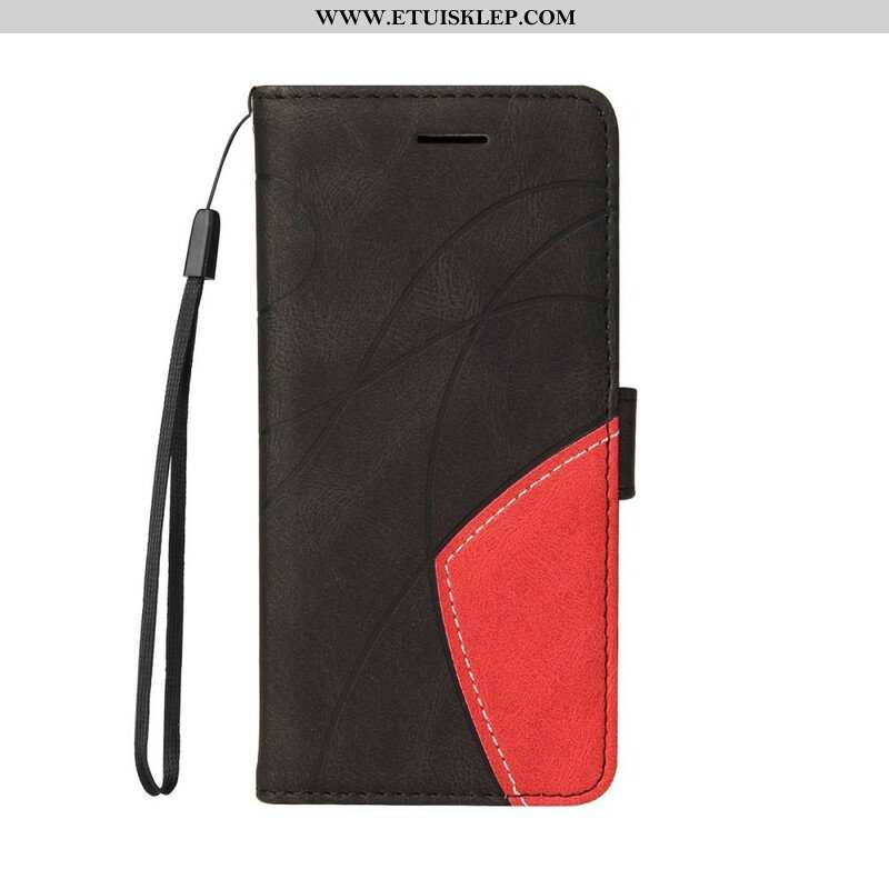 Etui Folio do iPhone 13 Mini Dwukolorowa Sygnowana Sztuczna Skóra